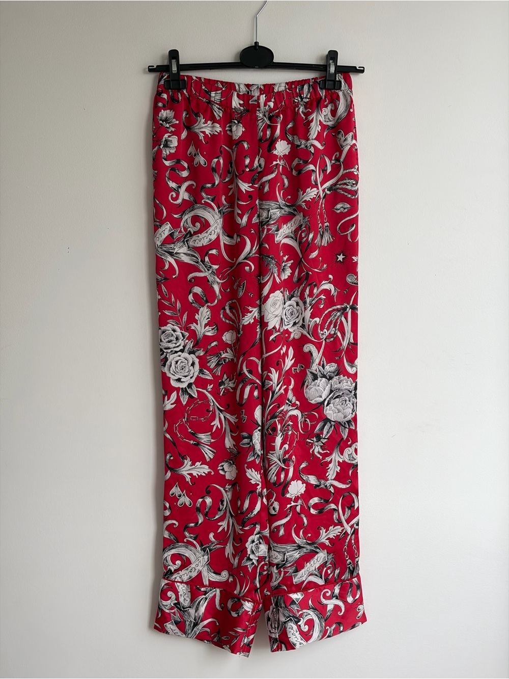 Victoria's Secret Vintage Y2K Red Satin Floral Toile PJ Lounge Pants